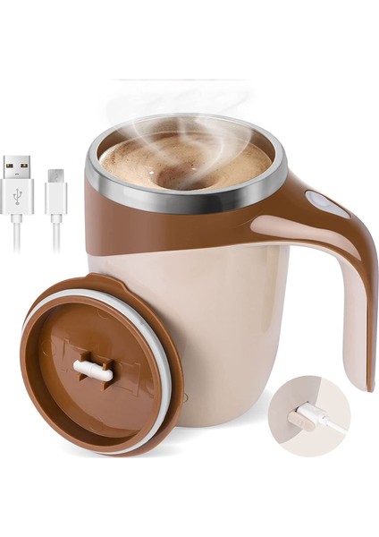 Usb-Kahverengi 380ML Otomatik Karıştırma Kupası Karıştırma Kahve Kupa Elektrikli Süt Kupa Paslanmaz Çelik Karıştırma Manyetik Dönen USB Şarj Suyu Su Bardağı (Yurt Dışından) fiyatları