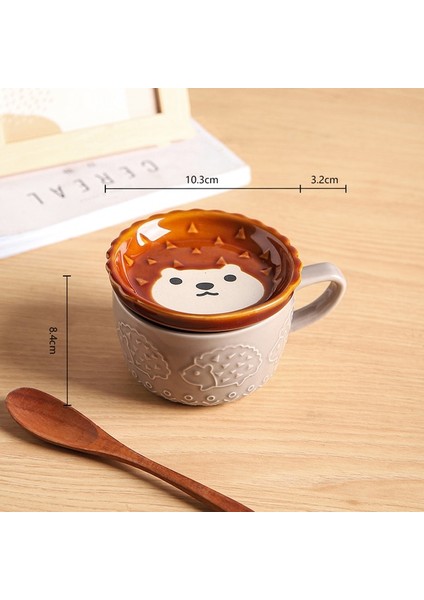 Kirpi 300 ml Sevimli Seramik Kedi Fincan Shiba Inu Kahve Fincanları Kapaklı Kupa Kişilik Hediye Karikatür Kawaii Çocuk Kahvaltı Yulaf Sütü Kupalar Tumbler Fincan (Yurt Dışından)