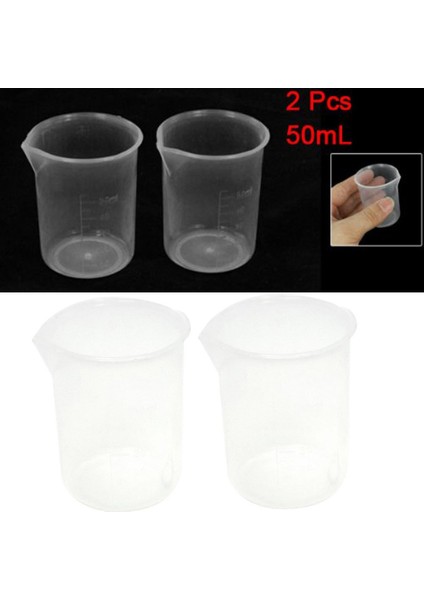 2pc 50ML 50/100ML Dereceli Beher Şeffaf Plastik Ölçüm Kabı 2 Adet Test Ölçüm Bardaklar Laboratuvar Sıvı Dereceli Konteyner Beher (Yurt Dışından)
