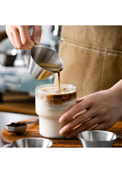 Type1-2 Adet 100ML Espresso Ölçüm Kabı Paslanmaz Çelik Kahve Ölçüm Sürahisi Saplı ve Emzikli Espresso Shot Pot Kahve Aksesuarları (Yurt Dışından)