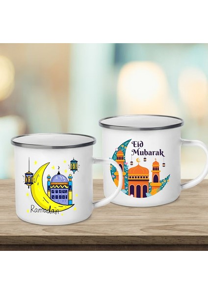 UXH185581-A015WH-8 360 ml Eid Mubarak Ay Baskı Yaratıcı Kahve Fincanı Eid Ramazan Parti Dekor Içecekler Şarap Suyu Kakao Bardak Islam Müslüman Emaye Kupalar Hediyeler (Yurt Dışından)
