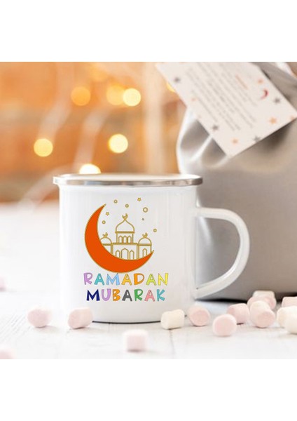 UXH185581-A015WH-8 360 ml Eid Mubarak Ay Baskı Yaratıcı Kahve Fincanı Eid Ramazan Parti Dekor Içecekler Şarap Suyu Kakao Bardak Islam Müslüman Emaye Kupalar Hediyeler (Yurt Dışından)