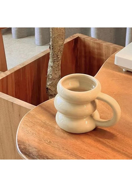 Kayısı Yaklaşık 350 ml Sevimli Seramik Kupalar Kahve Fincanları Kore Kawaii Tasarımcı Daire Kahve Fincanları Kahvaltı Süt Suyu Çay Kolu Fincan Hediye Mikrodalga Güvenli (Yurt Dışından)