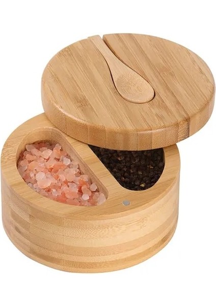 B Japon Bölünebilir Baharat Kabı Bambu Döner Kapaklı Baharat Kabı Şeker ve Tuz Baharat Mutfak Aletleri (Yurt Dışından)
