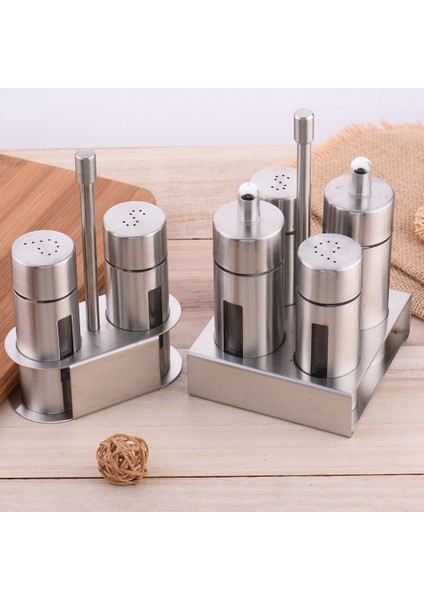 Paslanmaz Çelik Baharat Rafı Cruet Çeşni Baharat Kavanoz Seti Tuz ve Biber Baharat Pişirme Çok Amaçlı Mutfak Aracı (Yurt Dışından)