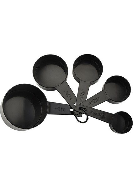 5 Adet Fincan Siyah 2022 Çok Amaçlı Ölçüm Kabı Ölçme Kaşığı Ölçer Aracı Plastik Saplı Kaşık Düz Tabanlı Kaşık Mutfak Pişirme Gadget (Yurt Dışından)