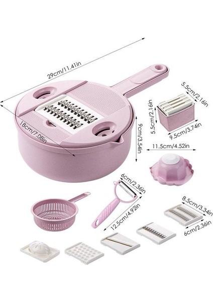 Pembe Gıda Parçalayıcı Konteyner ile Çok Fonksiyonlu ve Büyük Kapasiteli Dilimleyici Meyve Sebze Zencefil Sarımsak Mutfak Aksesuarları (Yurt Dışından)