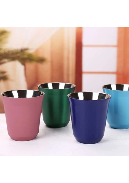 2 Adet Gök Mavisi 160ML 80ML160ML 2 Espresso Kupa Seti 304 Paslanmaz Çelik Kahve Fincanları Yalıtımlı Çift Duvar Bulaşık Makinesinde Yıkanabilir Küçük Kapasiteli Yalıtım (Yurt Dışından)
