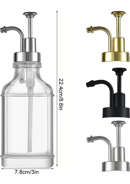 Gümüş Pompa 500 ml Kahve Şurubu Dağıtıcı Cam Doldurulabilir Yağ Dağıtıcı Çelik Pompa ile Akçaağaç Şurubu Dağıtıcı Şişe Kahve Bar Aksesuarları (Yurt Dışından)