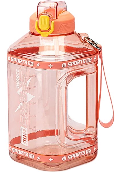 Pembe Şeffaf 1.5l Ycalley Spor Su Şişesi 1.5 Litre Silikon Saman Su Şişesi 2.3 Litre Büyük Şişeler Taşınabilir Seyahat Şişe Spor Fitness Fincan (Yurt Dışından)