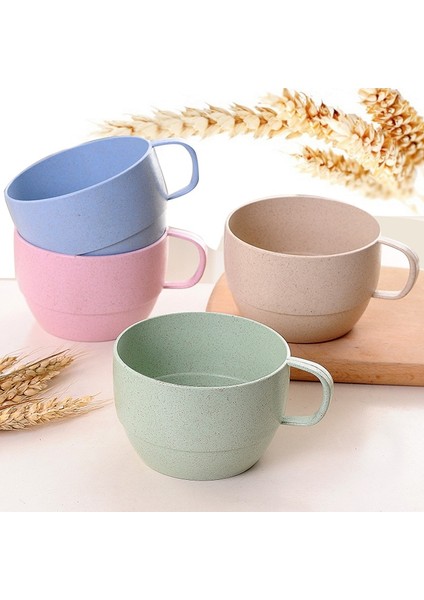 Pembe 350 ml Ofis Kahve Fincanı Çevre Dostu Gargara Bardak Buğday Samanı Mutfak Aksesuarları Süt Çay Bardağı Bardak Sağ Fincan (Yurt Dışından)