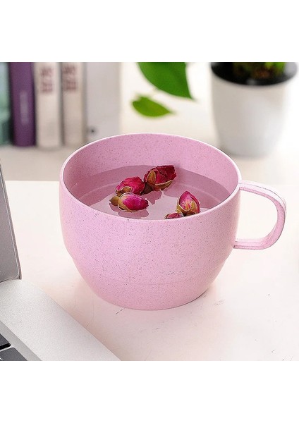 Pembe 350 ml Ofis Kahve Fincanı Çevre Dostu Gargara Bardak Buğday Samanı Mutfak Aksesuarları Süt Çay Bardağı Bardak Sağ Fincan (Yurt Dışından)