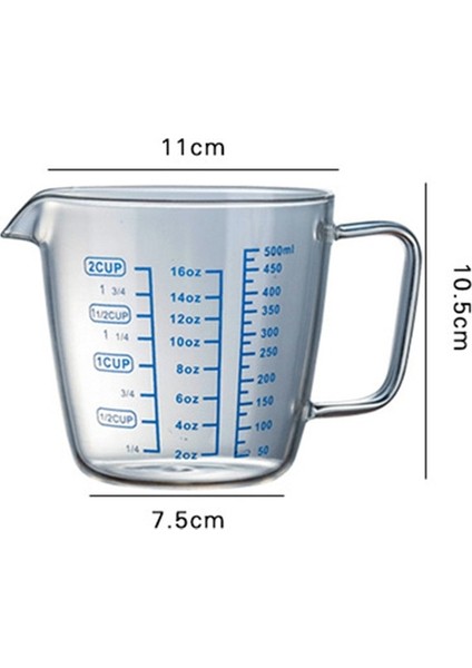 M 250ML/500ML Isıya Dayanıklı Premium Takviyeli Cam Ölçüm Kabı Süt Terazisi Mikrodalga Ölçü Sürahisi Mavi Ölçüm Dijital (Yurt Dışından)