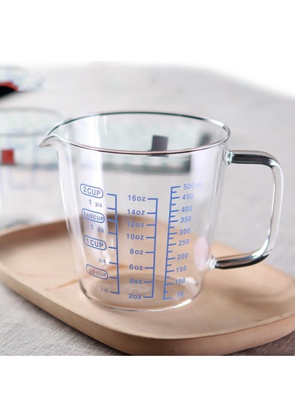 M 250ML/500ML Isıya Dayanıklı Premium Takviyeli Cam Ölçüm Kabı Süt Terazisi Mikrodalga Ölçü Sürahisi Mavi Ölçüm Dijital (Yurt Dışından)