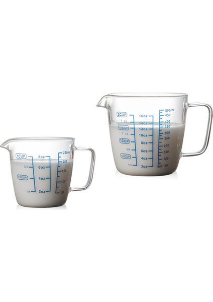 M 250ML/500ML Isıya Dayanıklı Premium Takviyeli Cam Ölçüm Kabı Süt Terazisi Mikrodalga Ölçü Sürahisi Mavi Ölçüm Dijital (Yurt Dışından)