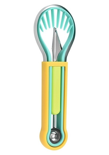 Paslanmaz Çelik Oyma Bıçağı Taşınabilir Meyve Kazma Aracı Üçü Bir Arada Ev Meyve Dilimleme Çok Fonksiyonlu Mutfak Aksesuarı (Yurt Dışından)