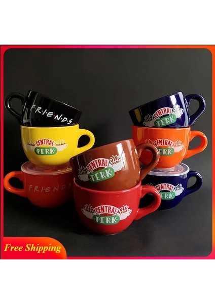 Siyah 330ML Tek Kupa Yeni Arkadaşlar Tv Show Central Perk Büyük Kupa 330 - 650ML Kahve Çay Seramik Bardak Arkadaşlar Cappuccino Kupa Arkadaşlar Için Noel Hediyeleri (Yurt Dışından)