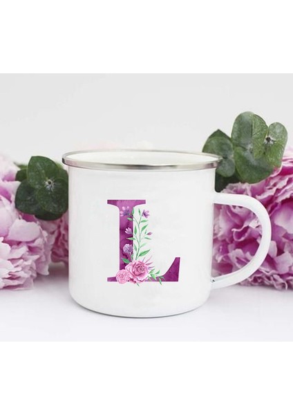 XH1781-A015WH-8 Mor Mektup Baskı Kupalar Yaratıcı Kahve Şarap Bardakları Içecekler Süt Fincan Vintage Emaye Kupalar Kolu Drinkware Düğün Nedime Hediyeleri (Yurt Dışından)