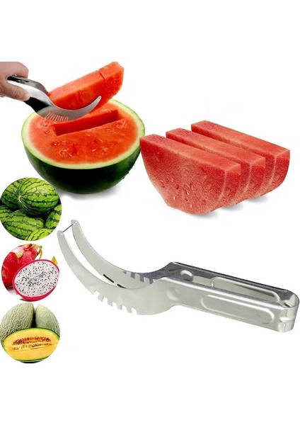 Simli Set Karpuz Kesici Aracı Mutfak Kesici Karpuz Kesiciler Meyve Dilimleme Karpuz Bıçağı Kavun Alet Paslanmaz Dilimleme (Yurt Dışından)