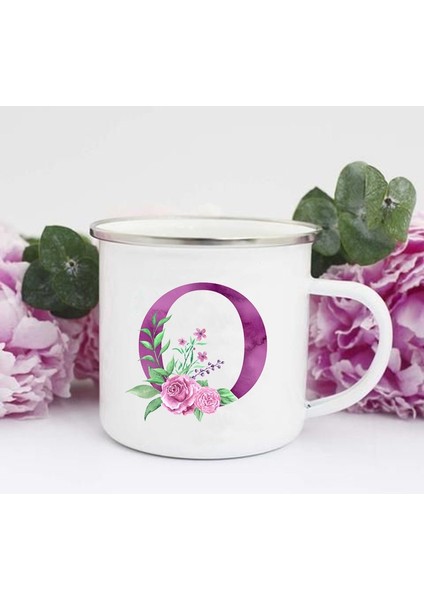 XH1781-A015WH-8 Mor Mektup Baskı Kupalar Yaratıcı Kahve Şarap Bardakları Içecekler Süt Fincan Vintage Emaye Kupalar Kolu Drinkware Düğün Nedime Hediyeleri (Yurt Dışından)