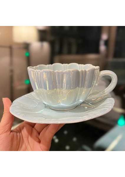201-300ML1 Petal Basit Çiçek Fincan Tabağı Seti Seramik Çay Seti Avrupa Küçük Şık Kahve Fincanı Çay Ofis Fincan Ev Hediye (Yurt Dışından)