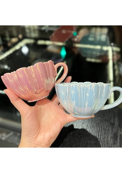 201-300ML1 Petal Basit Çiçek Fincan Tabağı Seti Seramik Çay Seti Avrupa Küçük Şık Kahve Fincanı Çay Ofis Fincan Ev Hediye (Yurt Dışından)