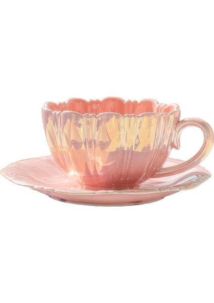 201-300ML1 Petal Basit Çiçek Fincan Tabağı Seti Seramik Çay Seti Avrupa Küçük Şık Kahve Fincanı Çay Ofis Fincan Ev Hediye (Yurt Dışından)