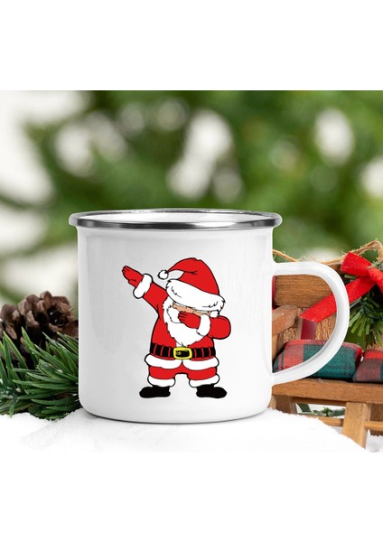 UXH102287-A015WH-8 Sıcak Kakao Noel Emaye Kupa Noel Baba ve Ren Geyiği Sıcak Çikolata Kupa Noel Arifesi Kutusu Dolgu Noel Bardak Tatil Hediyesi (Yurt Dışından)