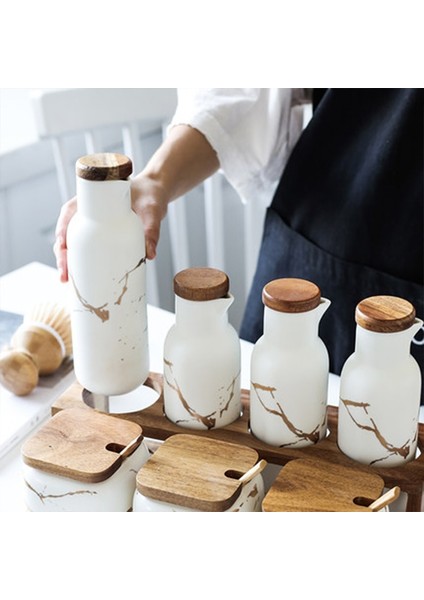 Mavi 380 ml Seramik Zeytinyağı Dağıtıcı Şişe Mermer Pot Yağ Kabı Depolama Şişe Mutfak Baharat Tankı Pişirme Araçları (Yurt Dışından) indirimleri