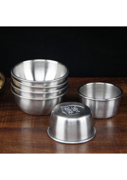 SILVER-60ML 304 Paslanmaz Çelik Yuvarlak Sirke Küçük Daldırma Sos Kabı Mutfak Aracı Meze Servis Tepsisi Sos Tabağı (Yurt Dışından) indirimleri