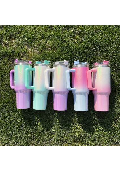 Stil 10 1200 ml 40 Oz Glitter Boş Süblimasyon Pırıltılı Holografik Gökkuşağı Bardak Yalıtımlı Kupa Sıcak Baskı Paslanmaz Çelik Bardak Için Saplı (Yurt Dışından)