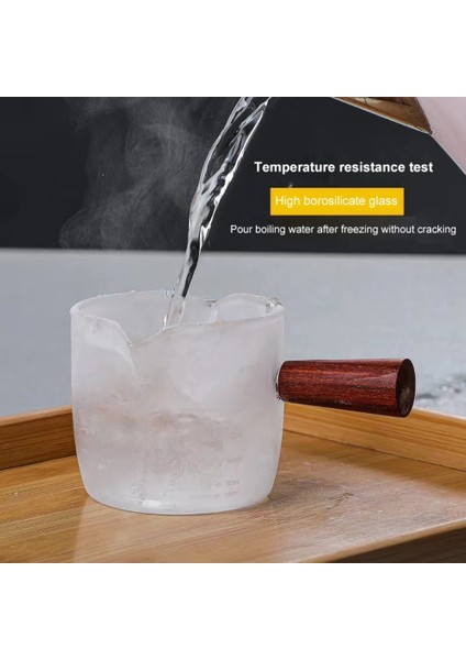 80 ml Kahve Fincanı Isıya Dayanıklı Cam Espresso Ölçüm Fincan Çift Ağızlı Cam Süt Sürahisi Ahşap Saplı Cam Ölçekli Ölçü Kupalar (Yurt Dışından) fiyatları