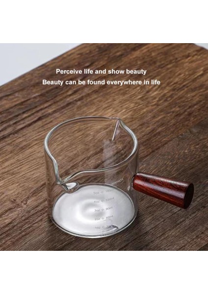 80 ml Kahve Fincanı Isıya Dayanıklı Cam Espresso Ölçüm Fincan Çift Ağızlı Cam Süt Sürahisi Ahşap Saplı Cam Ölçekli Ölçü Kupalar (Yurt Dışından) indirimleri