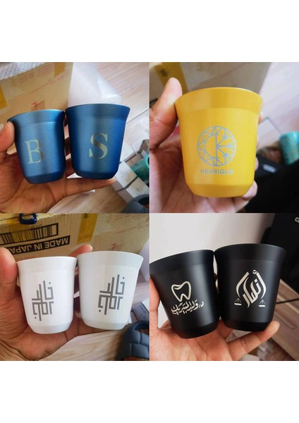 Koyu Mavi 80ML Özel Ad Paslanmaz Çelik Espresso Bardakları Çift Duvar Yalıtımlı Bardaklar Demitasse Bardaklar Kahve Içmek Için Kahve Fincanı, Ona Hediye (Yurt Dışından)