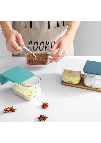 Koyu Mavi Baharat Kutusu Mutfak Duvara Monte Baharat Kutusu Ev Toz Geçirmez Tuz Şeker Kavanoz Konteyner (Yurt Dışından) fiyatları