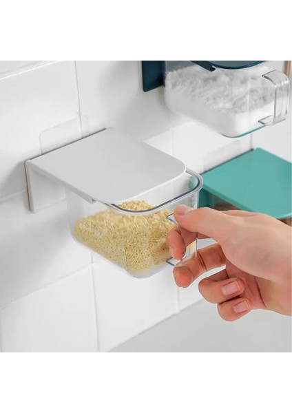 Koyu Mavi Baharat Kutusu Mutfak Duvara Monte Baharat Kutusu Ev Toz Geçirmez Tuz Şeker Kavanoz Konteyner (Yurt Dışından) fırsatları