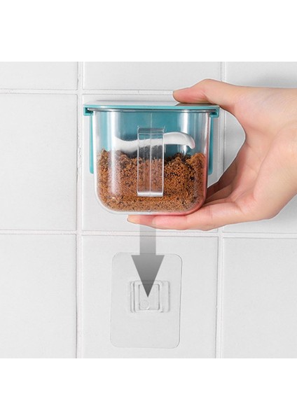 Koyu Mavi Baharat Kutusu Mutfak Duvara Monte Baharat Kutusu Ev Toz Geçirmez Tuz Şeker Kavanoz Konteyner (Yurt Dışından) indirimleri