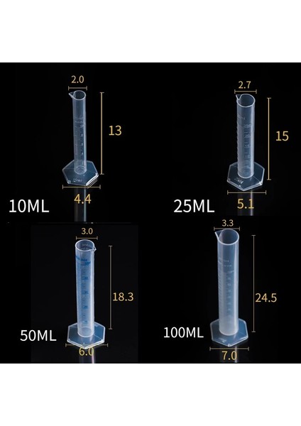 100ML Set Plastik 5-100 Mlcam/plastik Ölçüm Silindiri, Fırça ve Damlalıklı Ölçüm Silindiri Kimya Laboratuvarı Standart Ölçüm Kabı (Yurt Dışından) modelleri