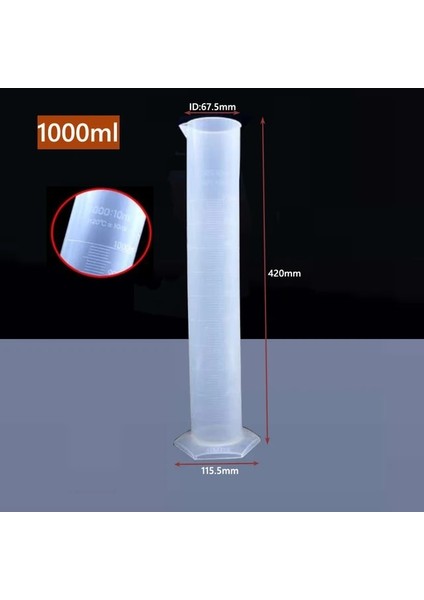 1000ML A 3 Adet 1/3 Adet 10ML-1000ML Şeffaf Ölçüm Plastik Dereceli Silindir Plastik Deneme Testi Sıvı Tüp Laboratuvar Aracı (Yurt Dışından)