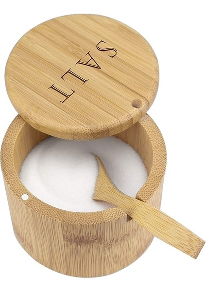 E Bambu Saklama Kutusu Baharat Kavanoz Tuzluk Mutfak Eşyaları Bambu Ahşap Baharat Kavanoz Şekerlik Kaşık Seti Baharat Pot (Yurt Dışından)