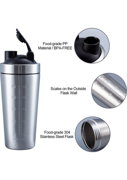 Şerit 750 ml Gym Yoga Spor Fitness Peynir Altı Suyu Protein Tozu Çalkalayıcı Su Şişesi 304 Paslanmaz Çelik Albümen Tozu Milkshake Kahve Çalkalama Fincan (Yurt Dışından) fırsatları