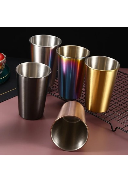 500 ml Altın 230/350/500 ml Paslanmaz Çelik Bira Bardak Ev Ofis Bar Su Süt Kupalar Mutfak Drinkware Içecekler Kahve Tumbler Çay (Yurt Dışından) fırsatları