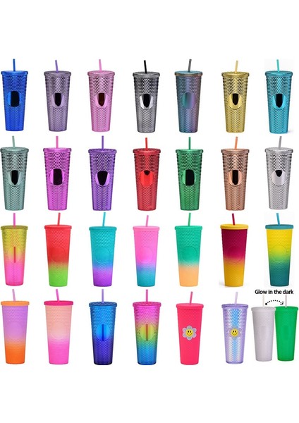 Gardient 4 701-800ML 2023#710ML/24OZ Tumbler Bling Elmas Çivili Saman Soğuk Bardak Logosuz (Yurt Dışından)