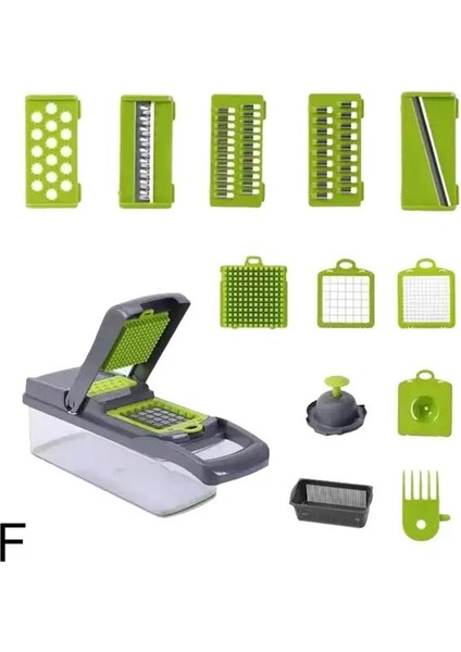 Set F Mutfak Sebze Doğrayıcı 8 Bıçaklı Dilimleme Dicer Soğan Kıyıcı Kesici Domates Patates Havuç Salatası Kevgir Sepeti (Yurt Dışından)