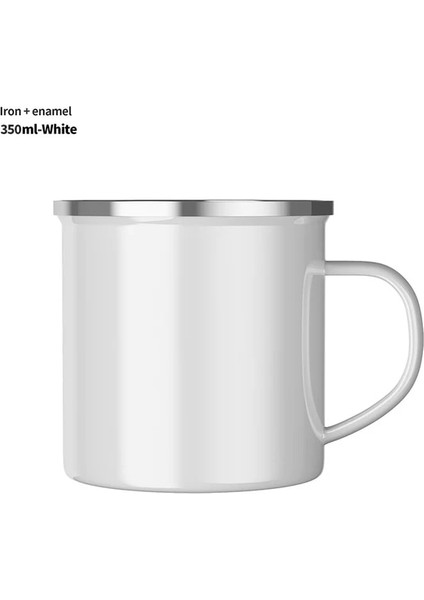 Beyaz Emaye Kahve Kupaları 350 ml Yaratıcı Kahve Fincanı Seyahat Çay Bardağı Süt Emaye Kupalar Ev Mutfak Drinkware Noel Partisi Hediyeleri (Yurt Dışından)