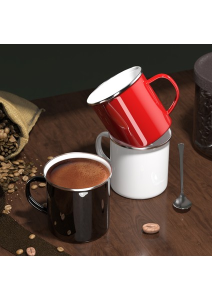 Beyaz Emaye Kahve Kupaları 350 ml Yaratıcı Kahve Fincanı Seyahat Çay Bardağı Süt Emaye Kupalar Ev Mutfak Drinkware Noel Partisi Hediyeleri (Yurt Dışından) modelleri