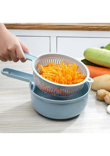 Pembe Sebze Doğrayıcı 7 Bıçaklı ve Konteyner Mutfak Çok Fonksiyonlu Salata Gereçleri Sebze Doğrayıcı Havuç Patates Manuel Parçalayıcı (Yurt Dışından) modelleri