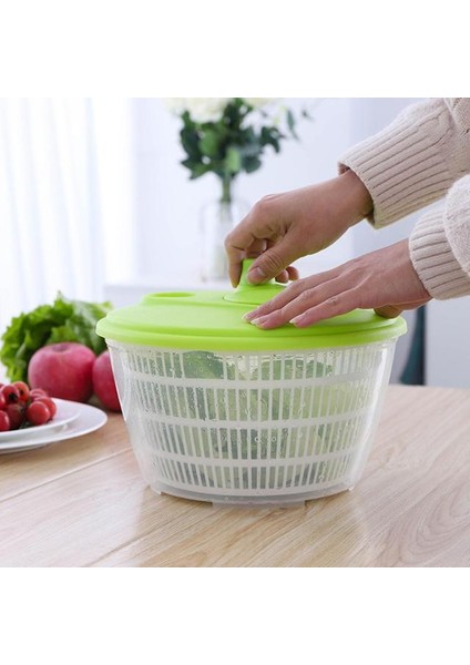 Yeşil El Krank Salata Kurutucu Kase Kevgir ile Çok Amaçlı Yıkanabilir 3l Salata Döndürücü Yıkama Için Marul Salata Hazırlama Makarna Soğan (Yurt Dışından)