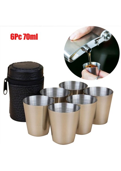 Gösterildiği Gibi Altı Bardak 30ML 4/6 Adet 70ML Dış Mekan Pratik Paslanmaz Çelik Bardak Shot Seti Mini Bardak Viski Şarap Için Kılıf Taşınabilir Drinkware Seti (Yurt Dışından) fiyatları