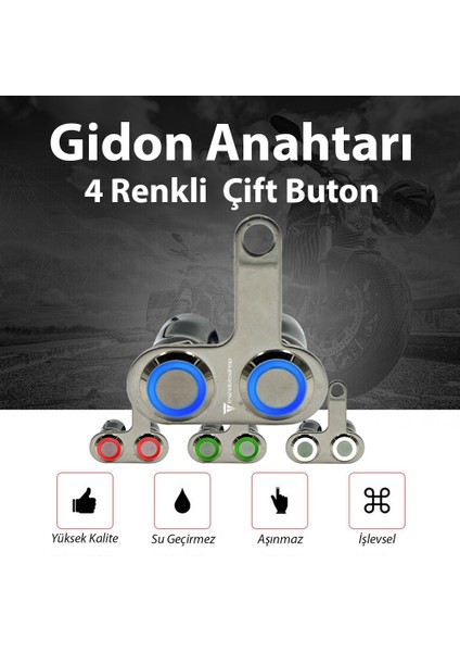 Universal Motosiklet Açma Kapama Düğmesi Çift Tuşlu Işıklı Gidon Bağlantılı Aç Kapa Tuşu